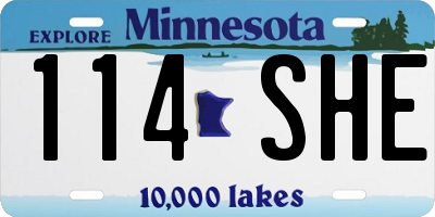 MN license plate 114SHE