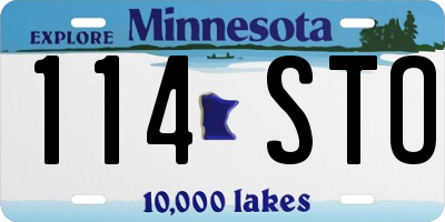 MN license plate 114STO