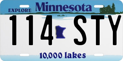 MN license plate 114STY