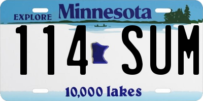 MN license plate 114SUM