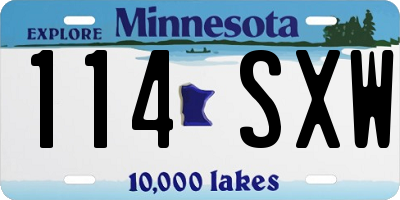 MN license plate 114SXW