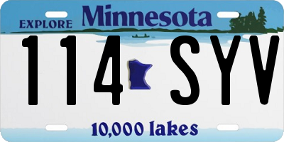 MN license plate 114SYV