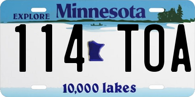 MN license plate 114TOA