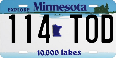 MN license plate 114TOD
