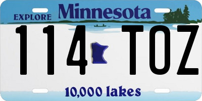 MN license plate 114TOZ