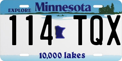 MN license plate 114TQX