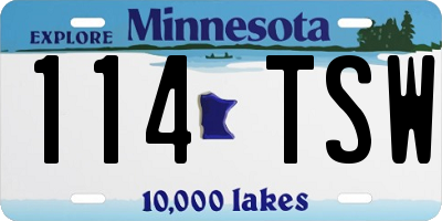 MN license plate 114TSW