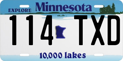 MN license plate 114TXD