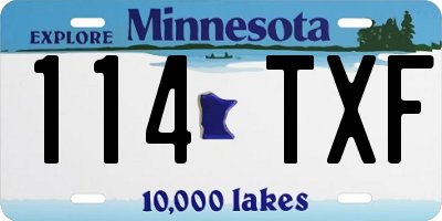 MN license plate 114TXF