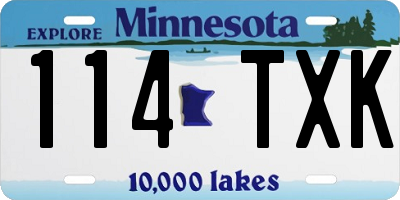 MN license plate 114TXK