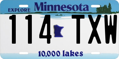 MN license plate 114TXW