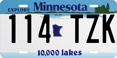 MN license plate 114TZK