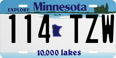 MN license plate 114TZW