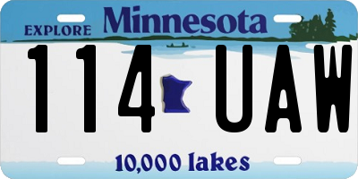 MN license plate 114UAW