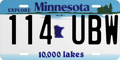 MN license plate 114UBW