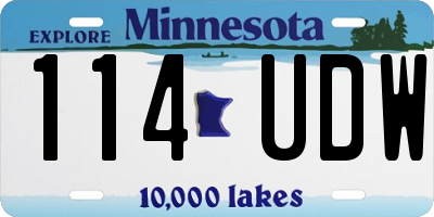 MN license plate 114UDW