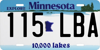 MN license plate 115LBA