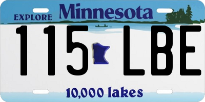 MN license plate 115LBE