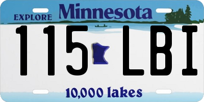 MN license plate 115LBI