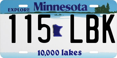 MN license plate 115LBK