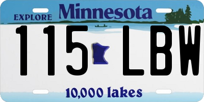 MN license plate 115LBW