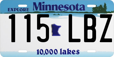MN license plate 115LBZ