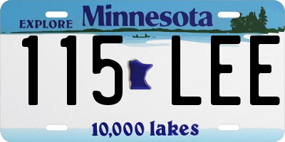 MN license plate 115LEE