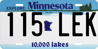 MN license plate 115LEK