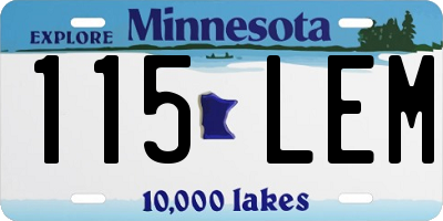 MN license plate 115LEM