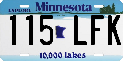 MN license plate 115LFK
