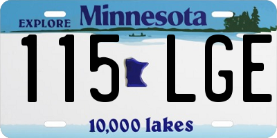 MN license plate 115LGE
