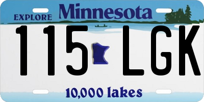 MN license plate 115LGK