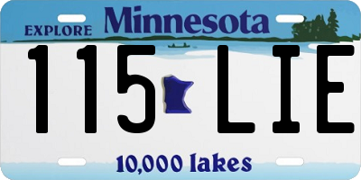 MN license plate 115LIE