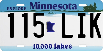 MN license plate 115LIK