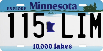 MN license plate 115LIM