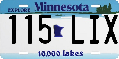 MN license plate 115LIX