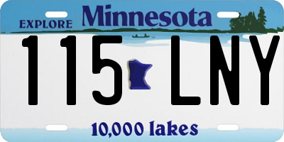 MN license plate 115LNY