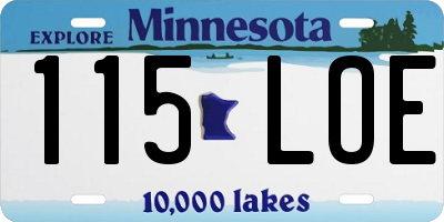 MN license plate 115LOE