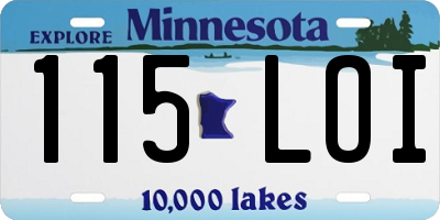 MN license plate 115LOI