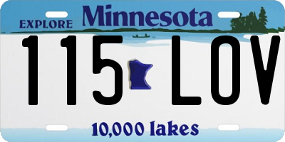 MN license plate 115LOV