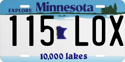 MN license plate 115LOX