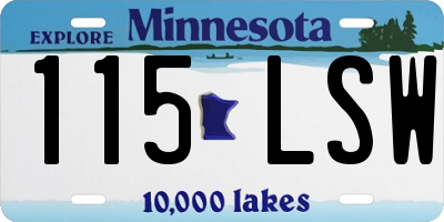MN license plate 115LSW