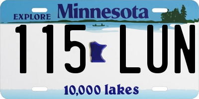 MN license plate 115LUN