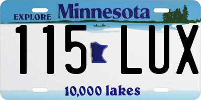MN license plate 115LUX