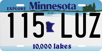 MN license plate 115LUZ