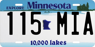 MN license plate 115MIA