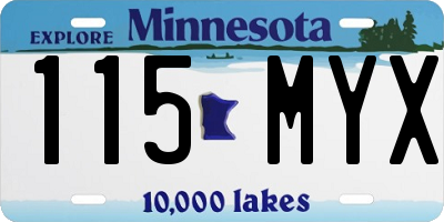 MN license plate 115MYX