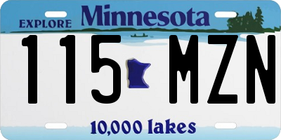 MN license plate 115MZN