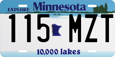 MN license plate 115MZT