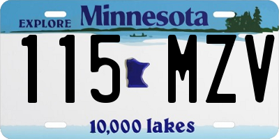 MN license plate 115MZV